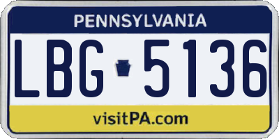 PA license plate LBG5136