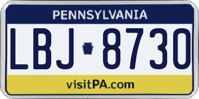 PA license plate LBJ8730