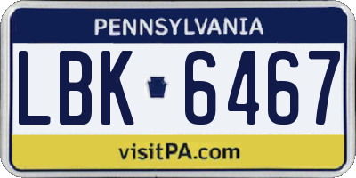 PA license plate LBK6467