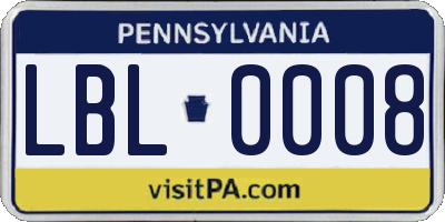 PA license plate LBL0008