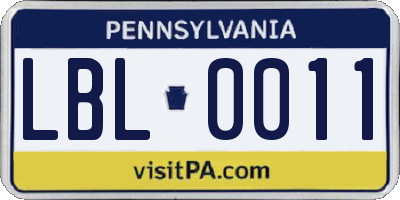 PA license plate LBL0011