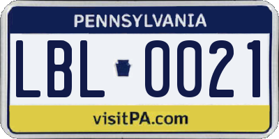 PA license plate LBL0021