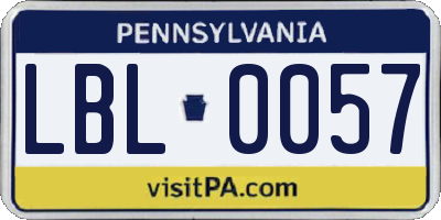 PA license plate LBL0057