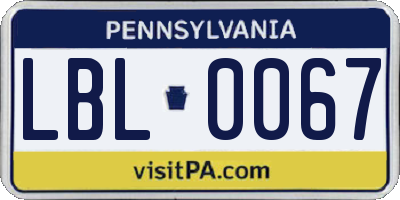 PA license plate LBL0067