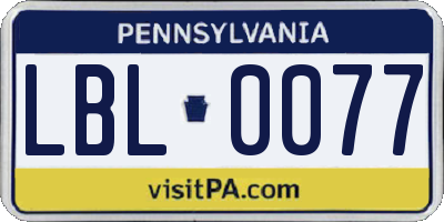PA license plate LBL0077