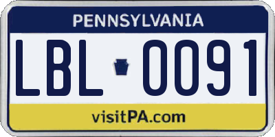 PA license plate LBL0091