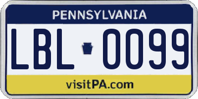 PA license plate LBL0099