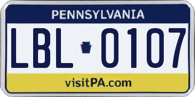 PA license plate LBL0107
