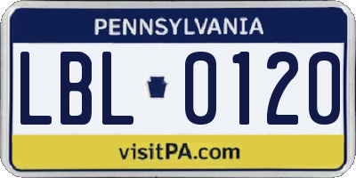 PA license plate LBL0120