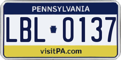 PA license plate LBL0137