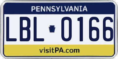 PA license plate LBL0166