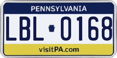PA license plate LBL0168