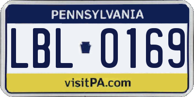 PA license plate LBL0169