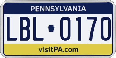 PA license plate LBL0170
