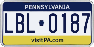 PA license plate LBL0187