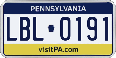 PA license plate LBL0191