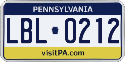 PA license plate LBL0212
