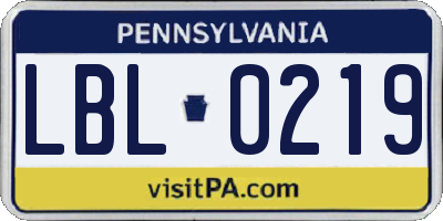 PA license plate LBL0219