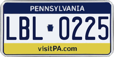 PA license plate LBL0225