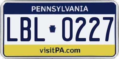 PA license plate LBL0227