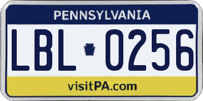 PA license plate LBL0256