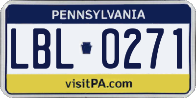 PA license plate LBL0271