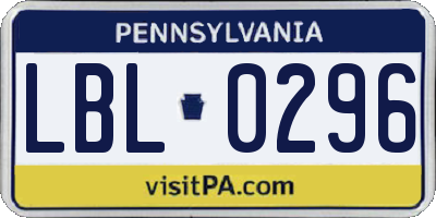 PA license plate LBL0296