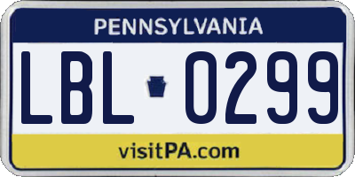 PA license plate LBL0299