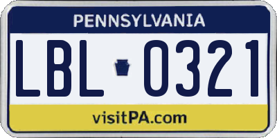 PA license plate LBL0321