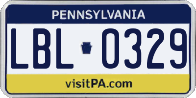 PA license plate LBL0329