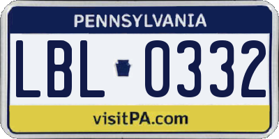 PA license plate LBL0332