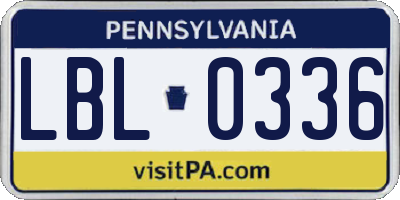 PA license plate LBL0336