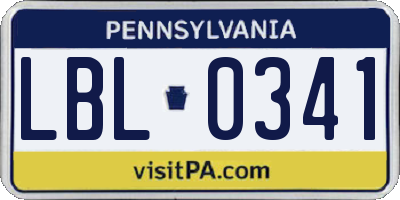 PA license plate LBL0341