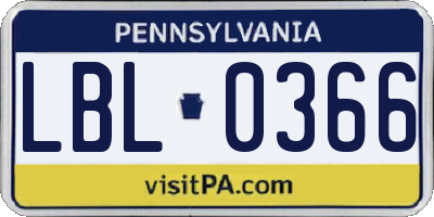 PA license plate LBL0366