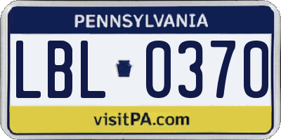 PA license plate LBL0370