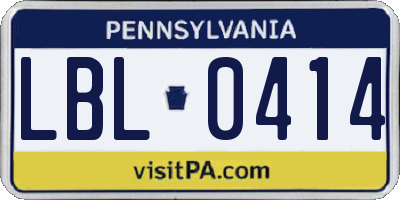 PA license plate LBL0414