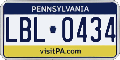 PA license plate LBL0434