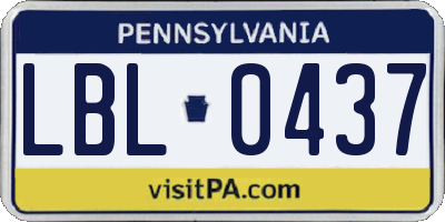 PA license plate LBL0437