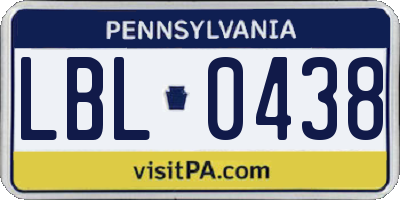 PA license plate LBL0438
