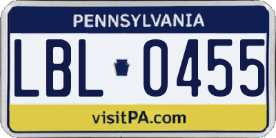 PA license plate LBL0455