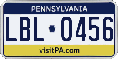 PA license plate LBL0456