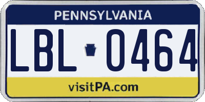 PA license plate LBL0464