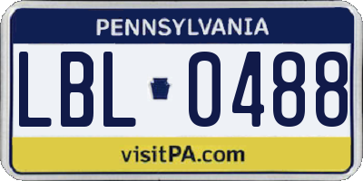 PA license plate LBL0488