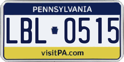 PA license plate LBL0515