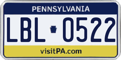 PA license plate LBL0522