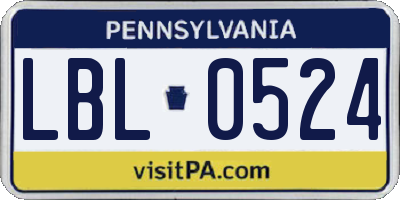 PA license plate LBL0524