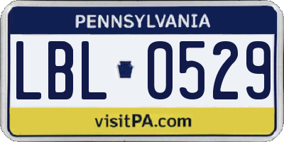 PA license plate LBL0529