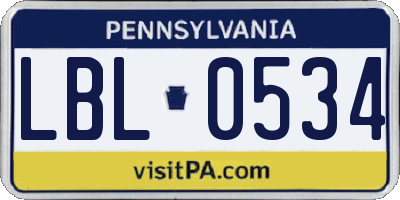PA license plate LBL0534