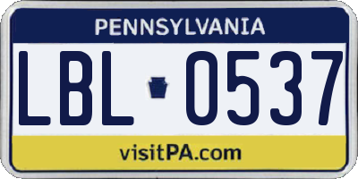 PA license plate LBL0537