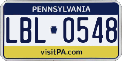 PA license plate LBL0548